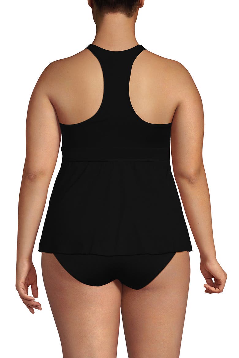 Plus Size V-Neck Racerback Flutter Tankini, Alternate, color, Black