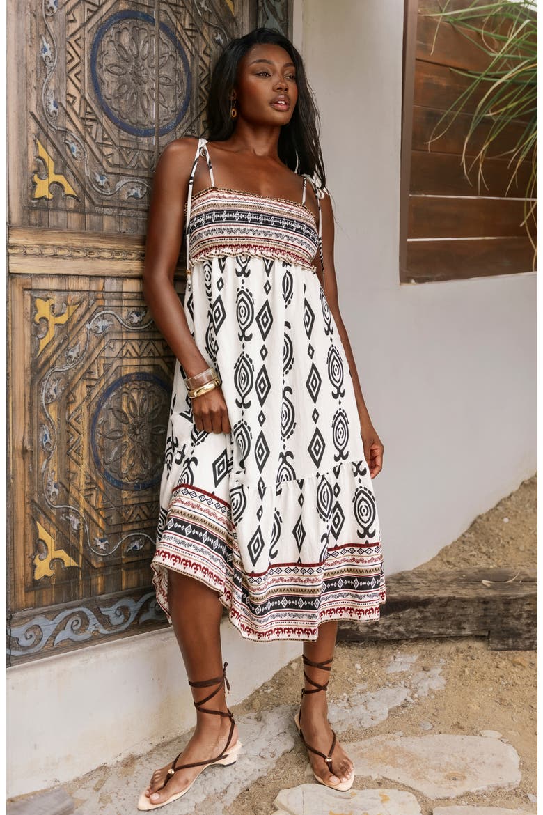 Boho Print Sleeveless Midi Dress, Alternate, color, BEIGE / NATURAL/ MULTI