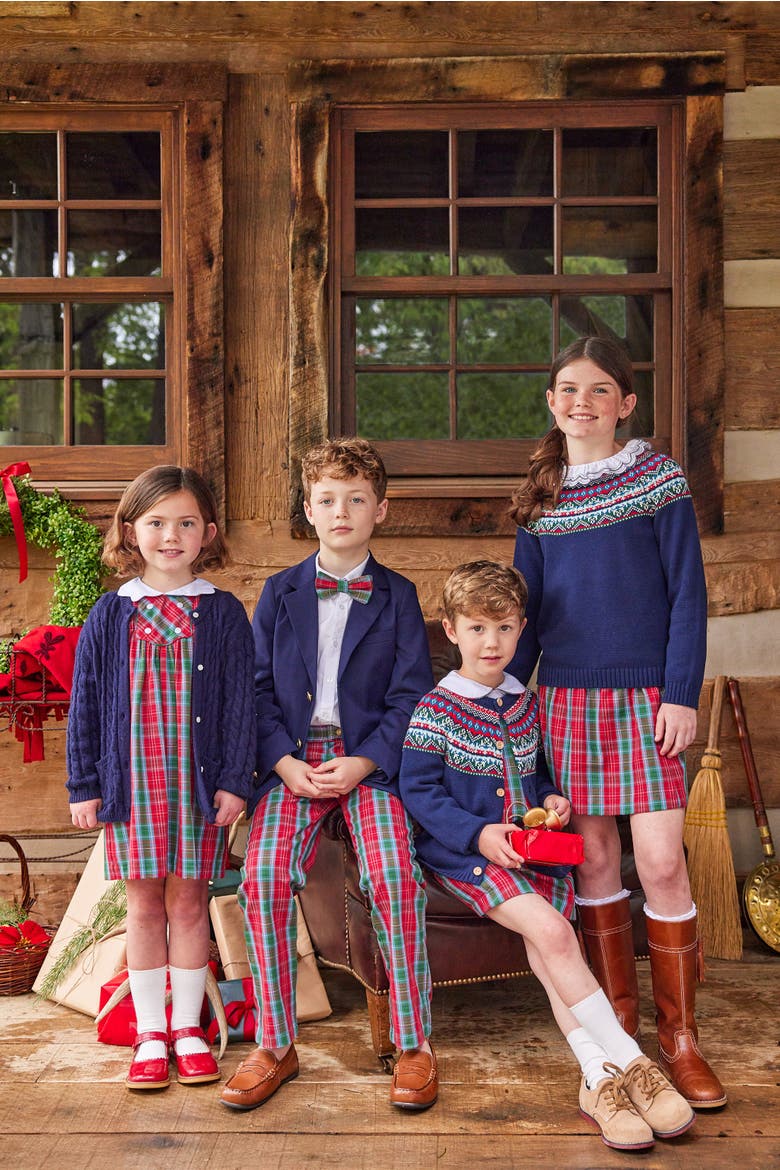 Kids' Vintage Button Tab John John Set, Alternate, color, Highlands Tartan