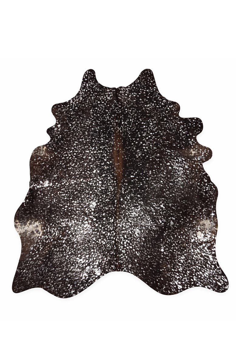 Rhacam Eco Hide Luma Metallic Silver Cowhide Rug 7'9" × 6'9", Main, color, Metallic Silver