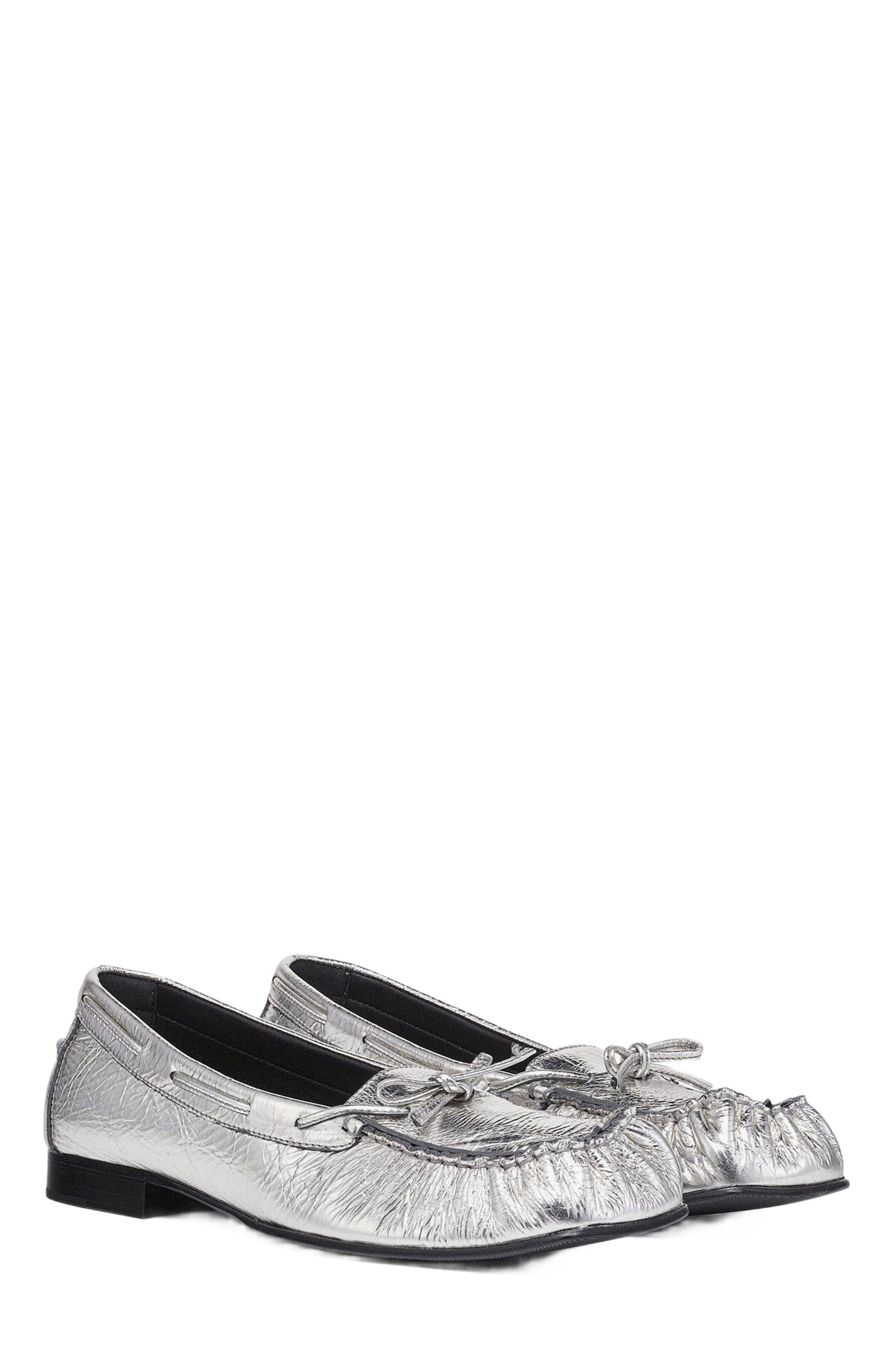 MCM Moccasin in Metallic Calf Leather, Main, color, 