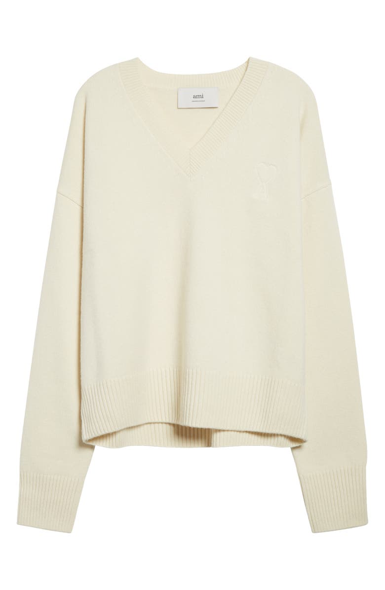 AMI PARIS Ami De Coeur Wool & Cashmere Sweater, Alternate, color, Ivoire