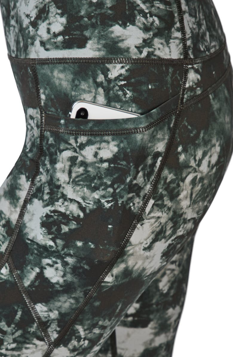 Sweaty Betty Zero Gravity Pocket 7/8 Running Leggings, Alternate, color, Green Tie Dye Print