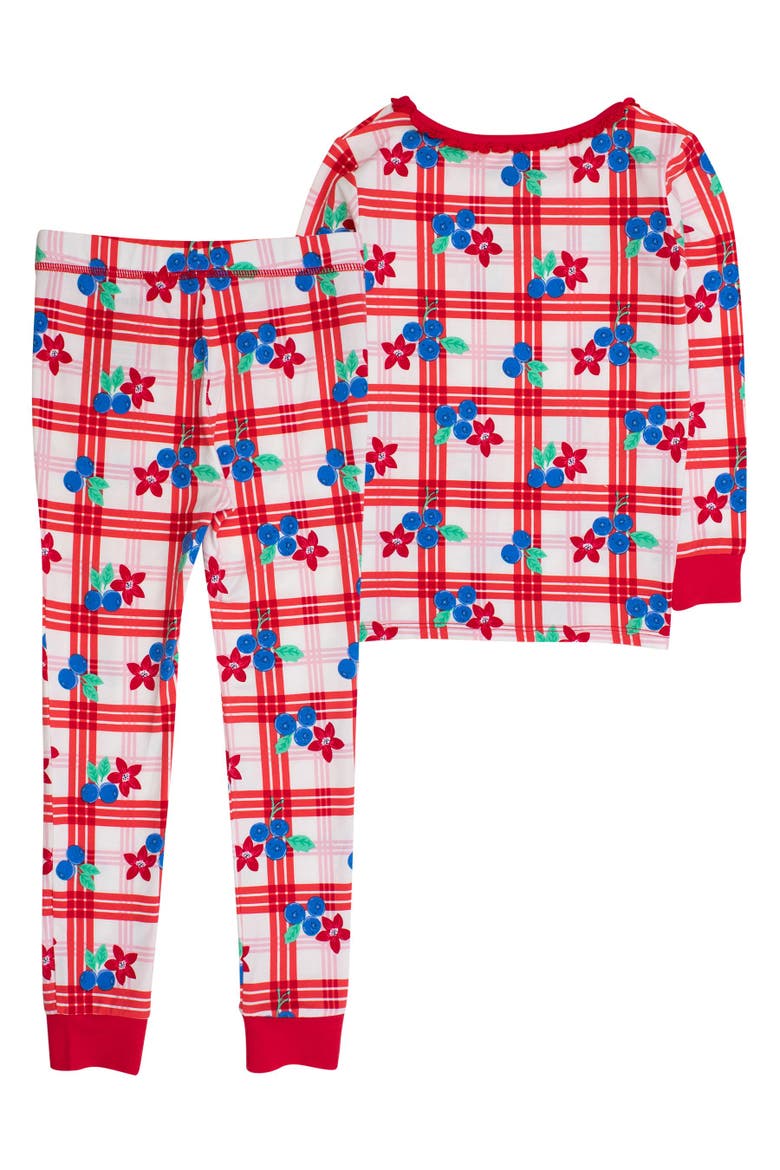 Modal Blend Ruffle Long Sleeve Pajama Set, Alternate, color, Red White & Blueberry