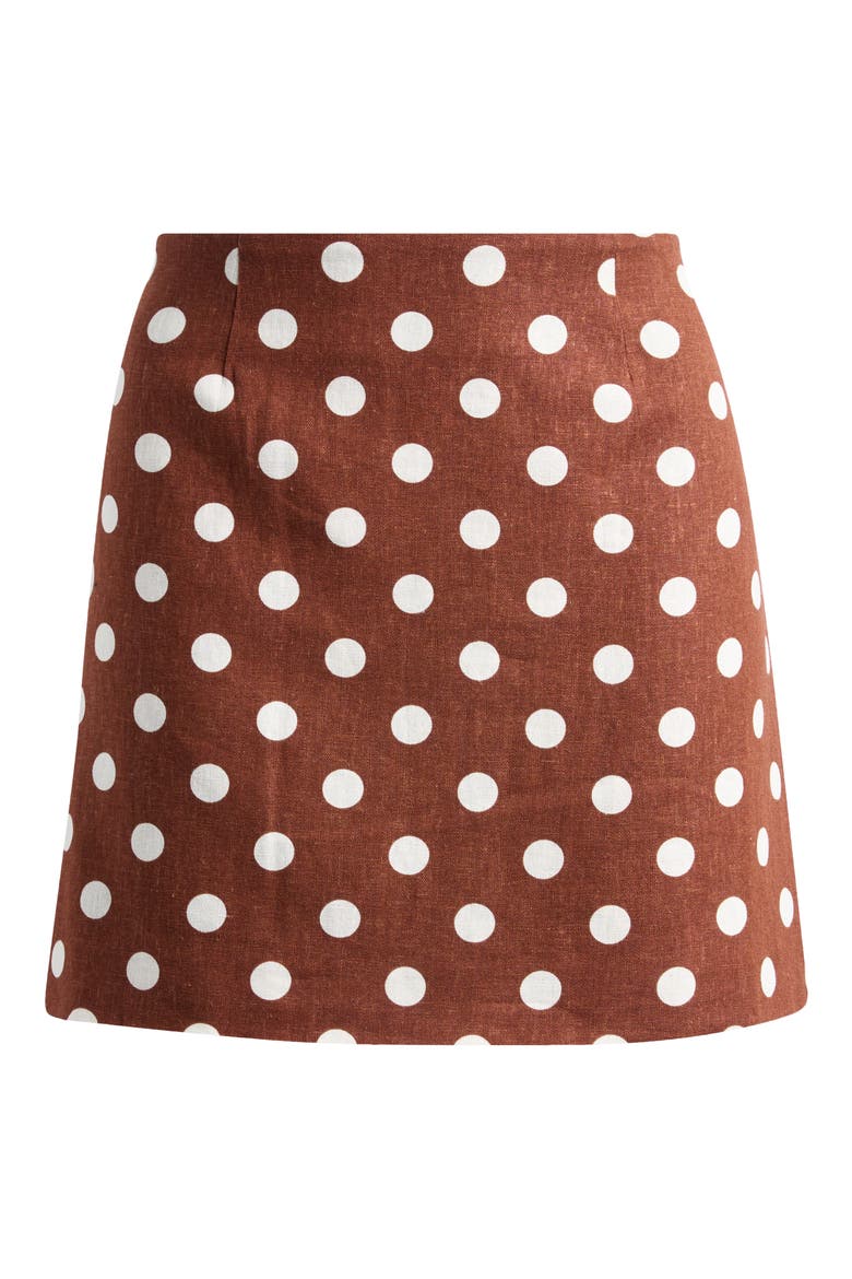 Elle Polka Dot Linen Blend Miniskirt, Alternate, color, REDWOOD POLKA DOT