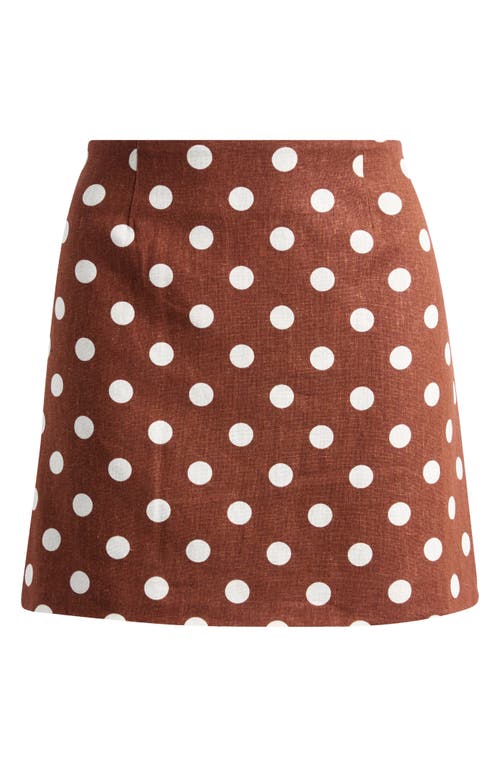 Wayf Elle Polka Dot Linen Blend Miniskirt