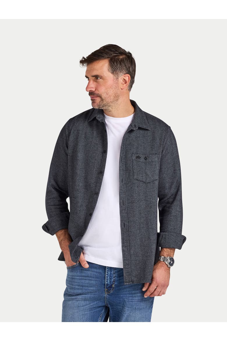 Long Sleeve Brushed Herringbone Shirt, Main, color, Charcoal