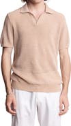 PAISLEY & GRAY Open Knit Johnny Collar Polo