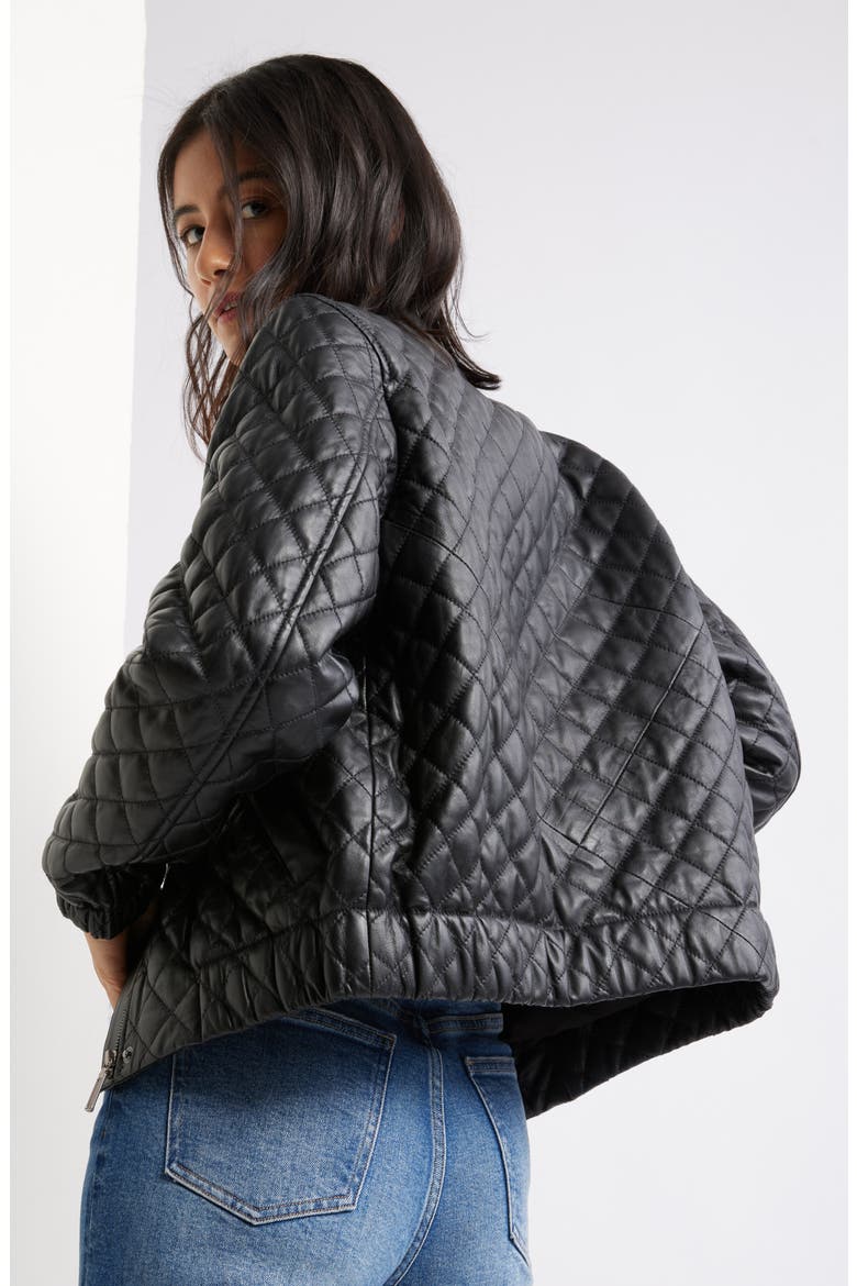 Quilted Leather Jacket, Alternate, color, BLACK