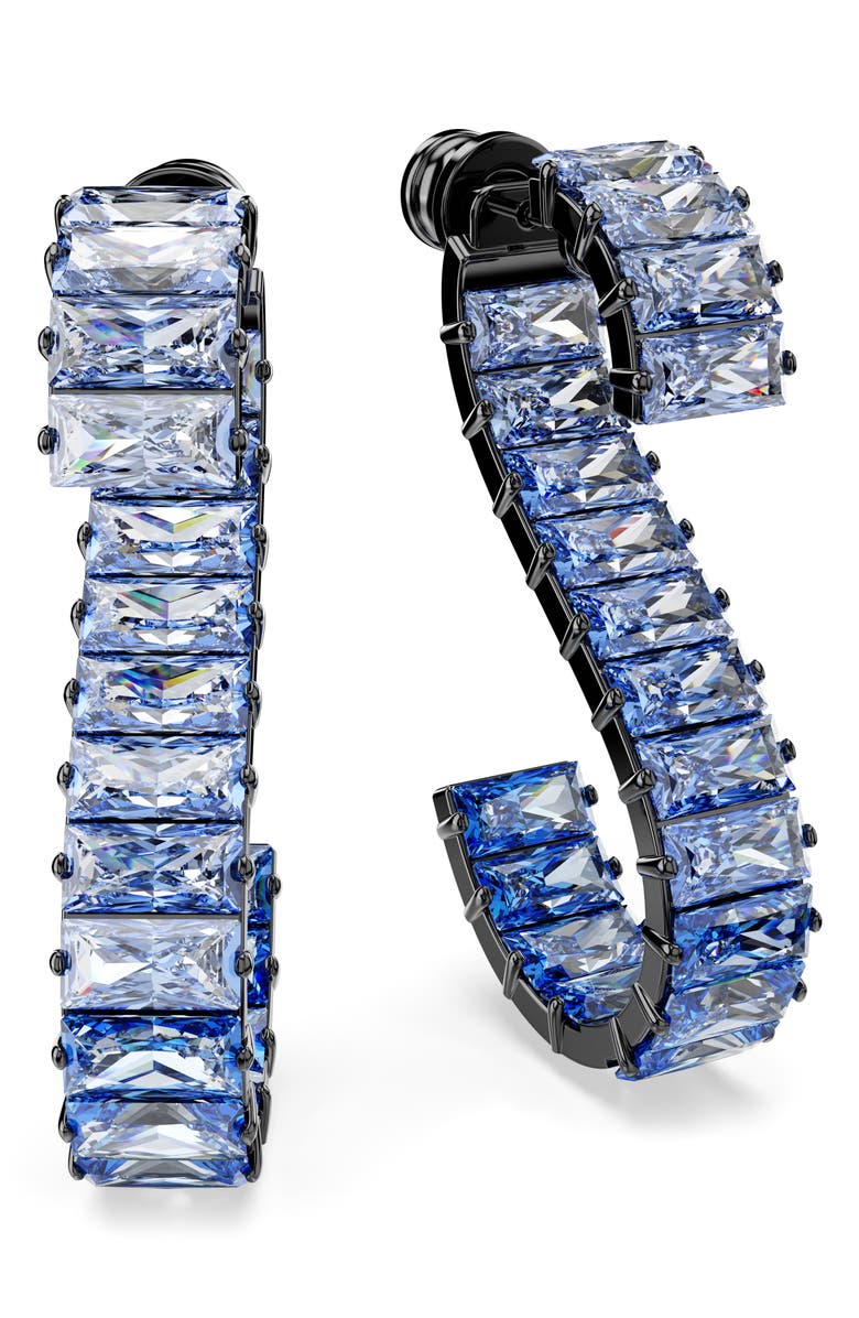 Swarovski Matrix S-Shaped Drop Earrings, Main, color, Blue