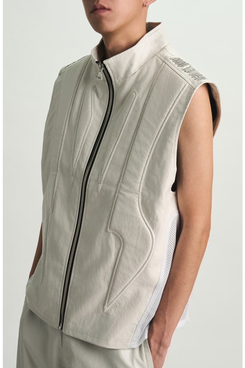 Noe Faux Leather Biker Vest, Alternate, color, GREY