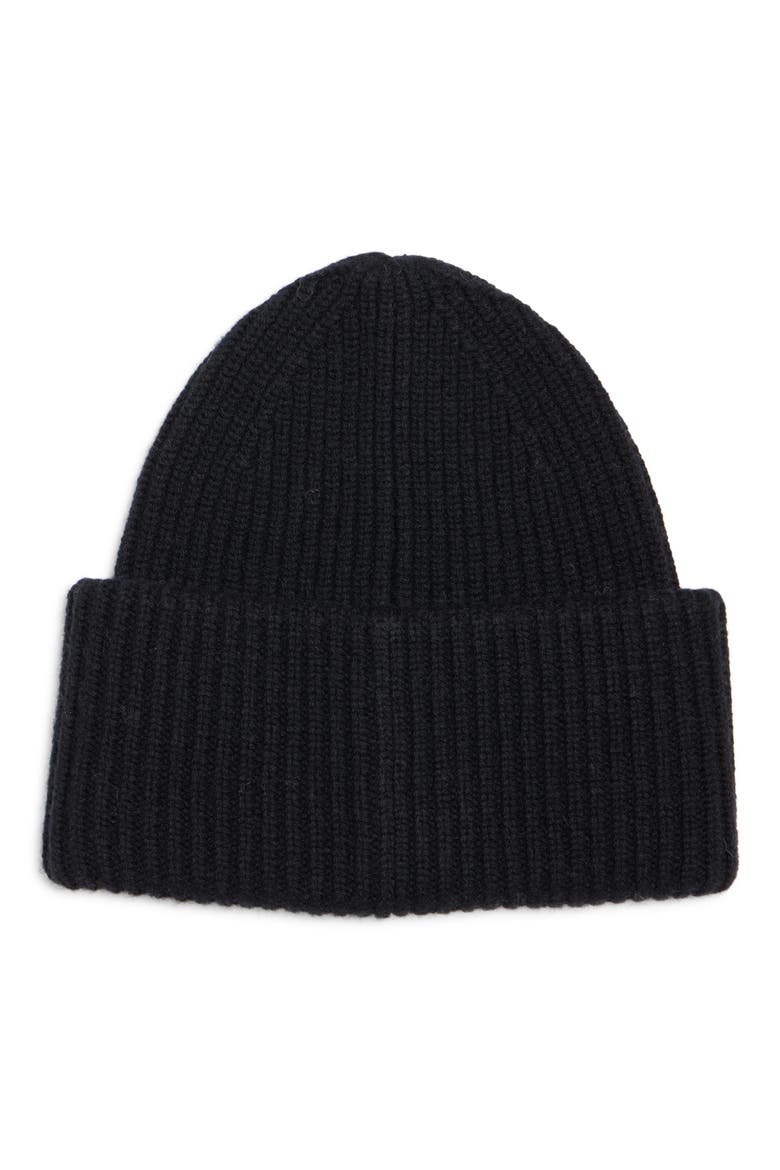 Pansy Face Patch Wool & Yak Hair Blend Beanie, Alternate, color, BLACK