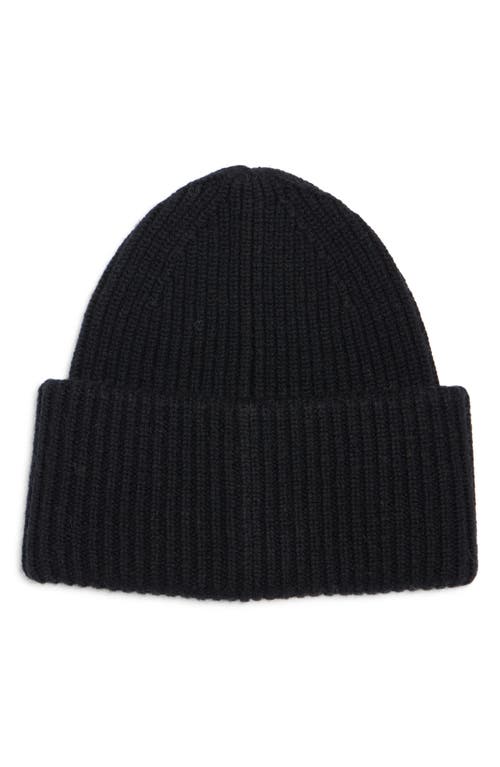 Acne Studios Pansy Face Patch Wool & Yak Hair Blend Beanie In Black