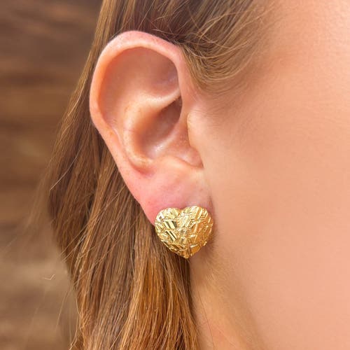The Lovery Fine Jewelry Gold Rockstud Heart Stud Earrings In Gold