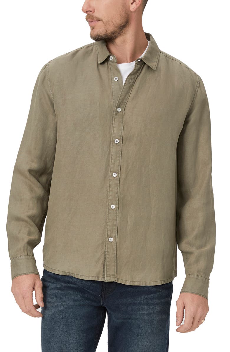 PAIGE Peters Linen & Lyocell Button-Up Shirt, Main, color, 