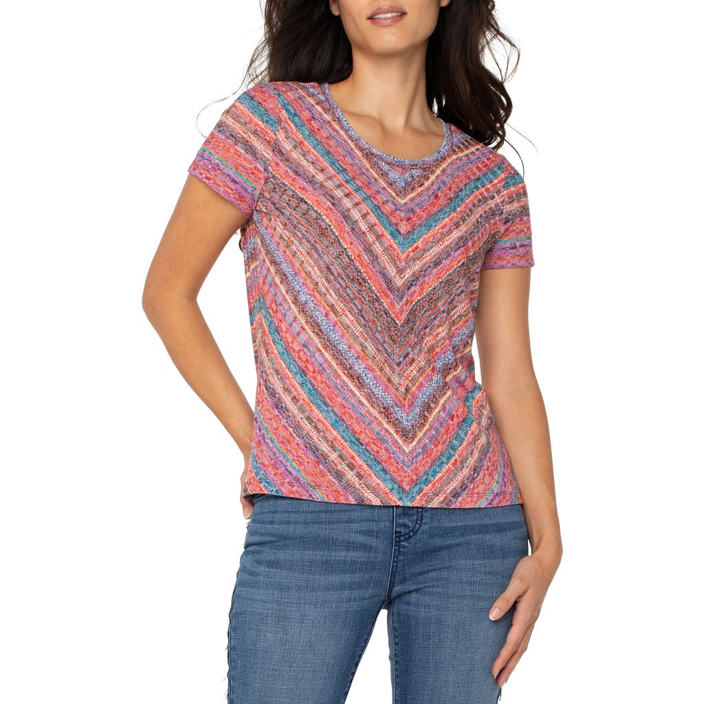Liverpool Los Angeles Liverpool Plus Size Ikat-print Mitered Knit Short-sleeve Top In Animal Print