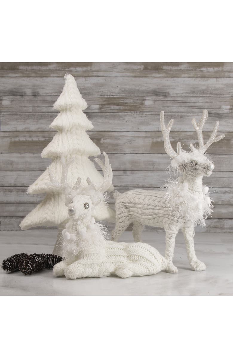 Northlight Cable Knit Sweater Standing Reindeer Christmas Figure - 13.5" - White, Alternate, color, White