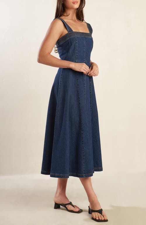 Freemarket Sleeveless Washed Denim Fit & Flare Midi Dress In Denim