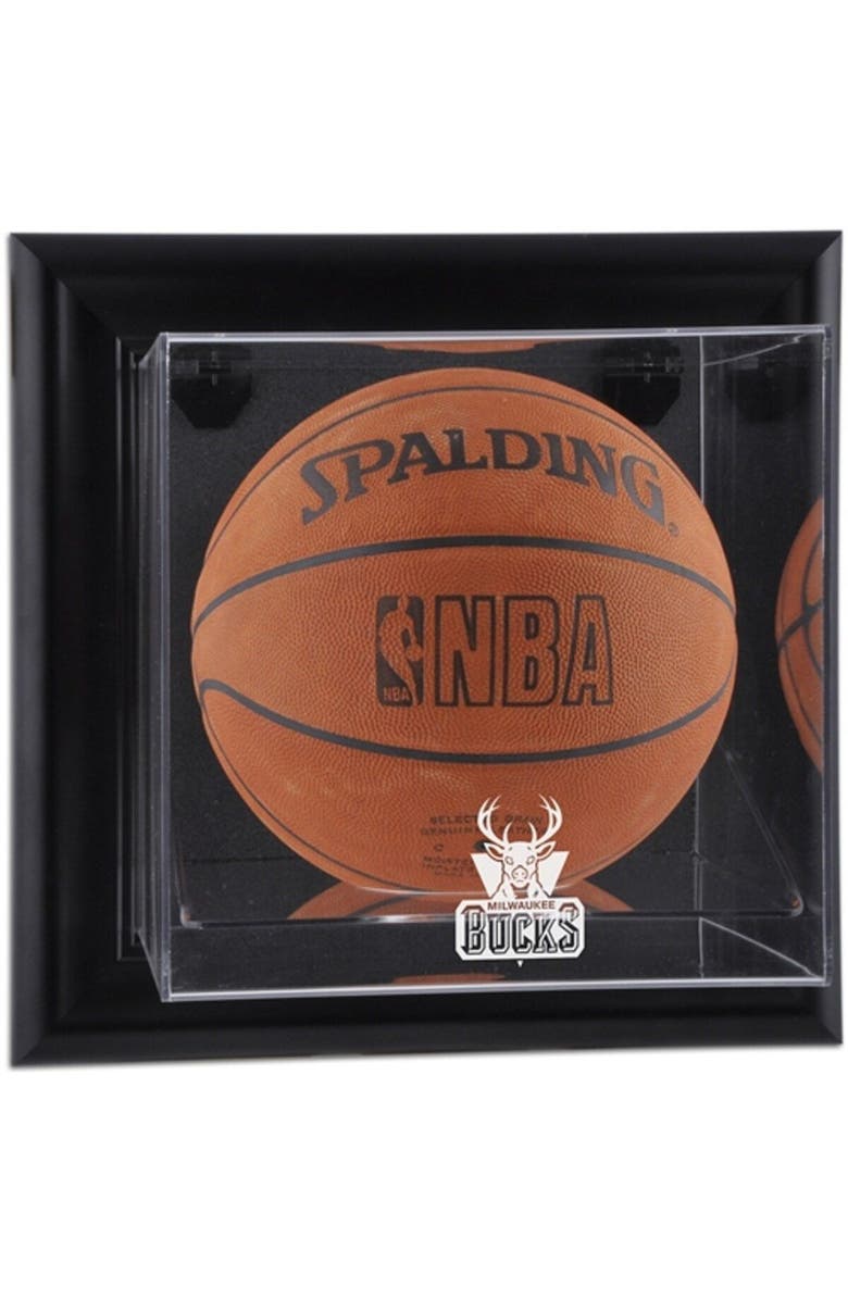 FANATICS AUTHENTIC Milwaukee Bucks (2006-2014) Black Framed Wall-Mounted Team Logo Basketball Display Case, Main, color, 