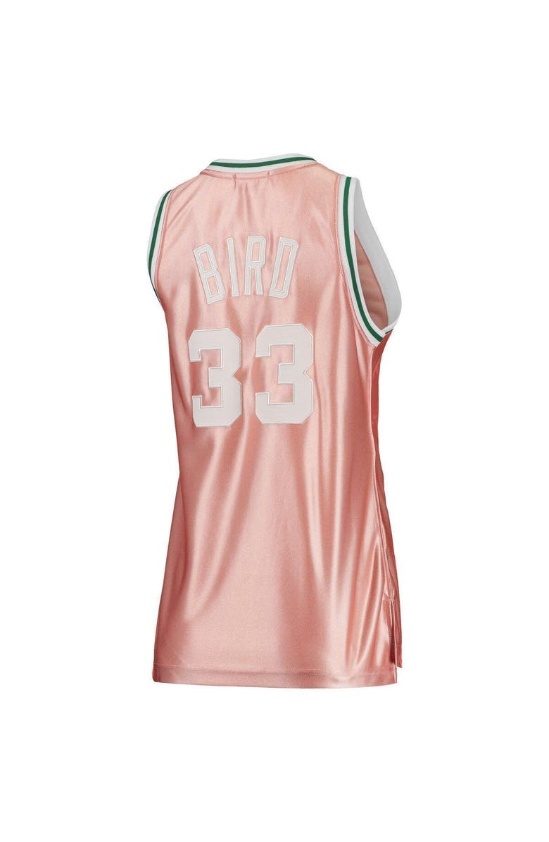 Mitchell & Ness Women's Mitchell & Ness Larry Bird Pink Boston Celtics 75th Anniversary Rose Gold 1985 Swingman Jersey, Alternate, color, 