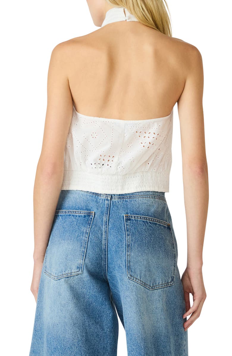Steve Madden Lou Eyelet Embroidered Halter Top, Alternate, color, Birch White