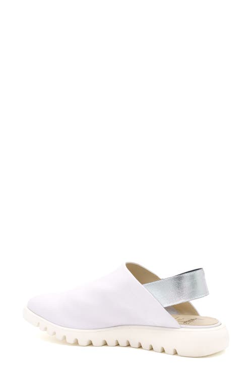Amalfi By Rangoni Elettrona Slingback Flat In White Parmasoft Silver Elastic