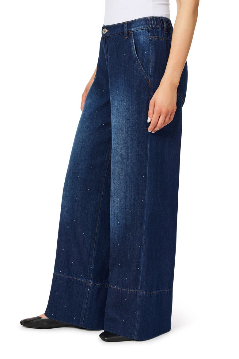 High Waist Rhinestone Wide Leg Trouser Jeans, Alternate, color, WELLINGTON