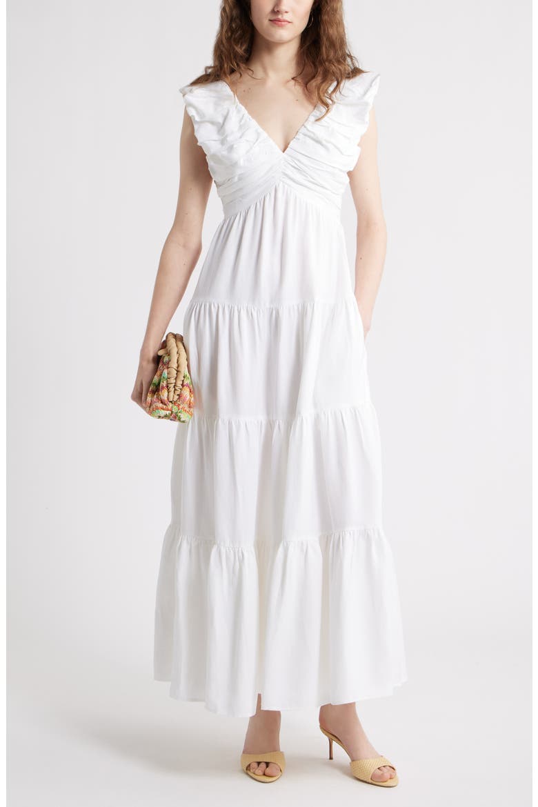 Ruffle Maxi Dress, Main, color, WHITE