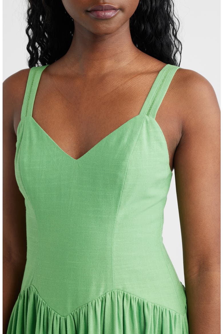Eyelet Drop Waist Cotton & Linen Sundress, Alternate, color, GREEN