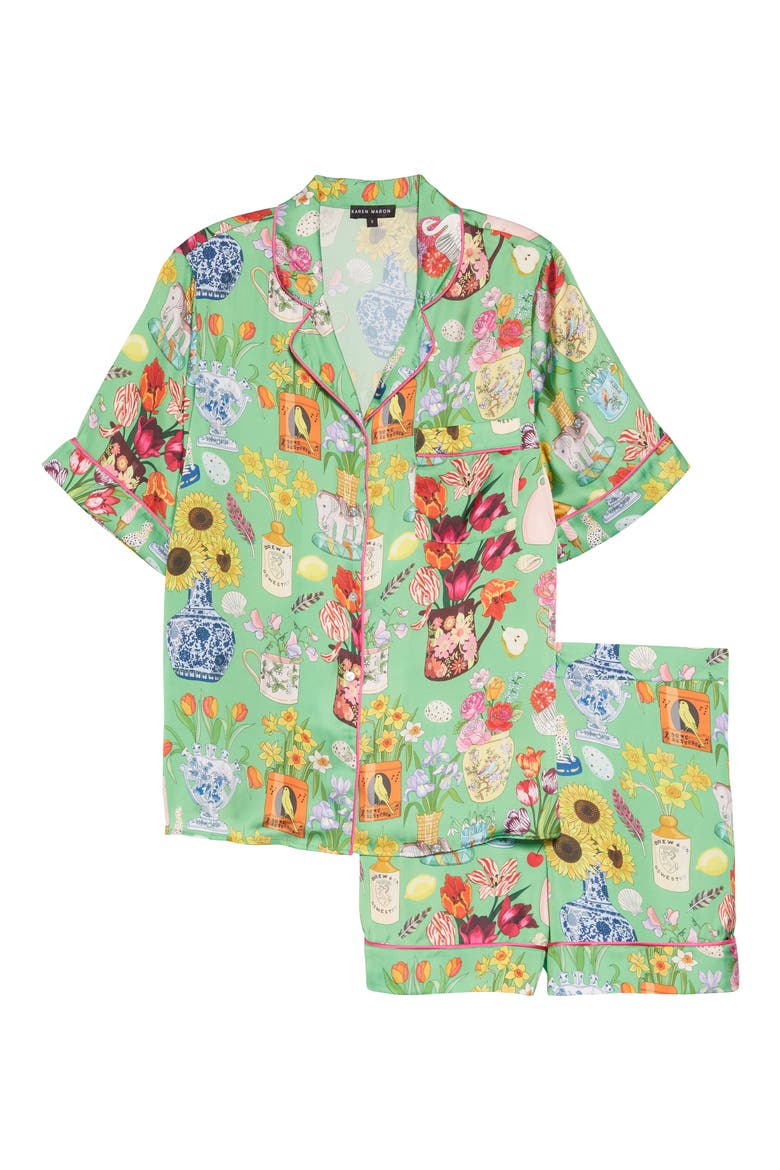 Still Life Short Pajamas, Alternate, color, GREEN