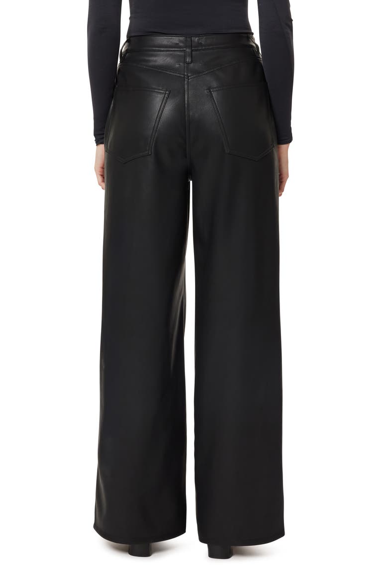 Slounch Wide Leg Faux Leather Pants, Alternate, color, BLACK