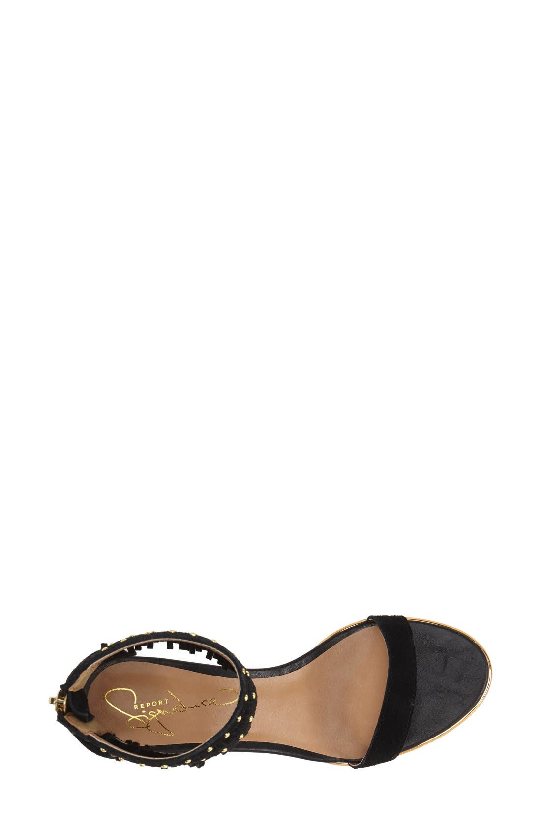 Signature 'Gizmo' Fringe Wedge Sandal, Alternate, color, BLACK