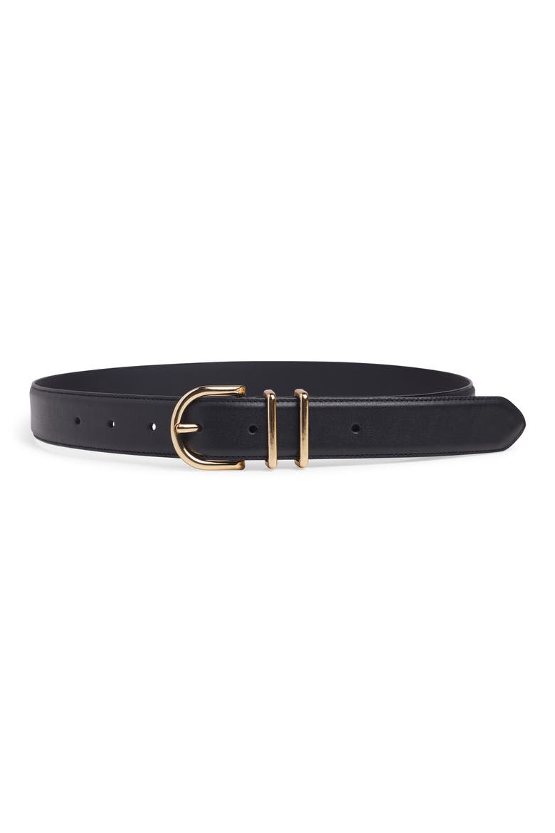 The Fancy Juni Leather Belt, Main, color, BROWN/POLISHED GOL