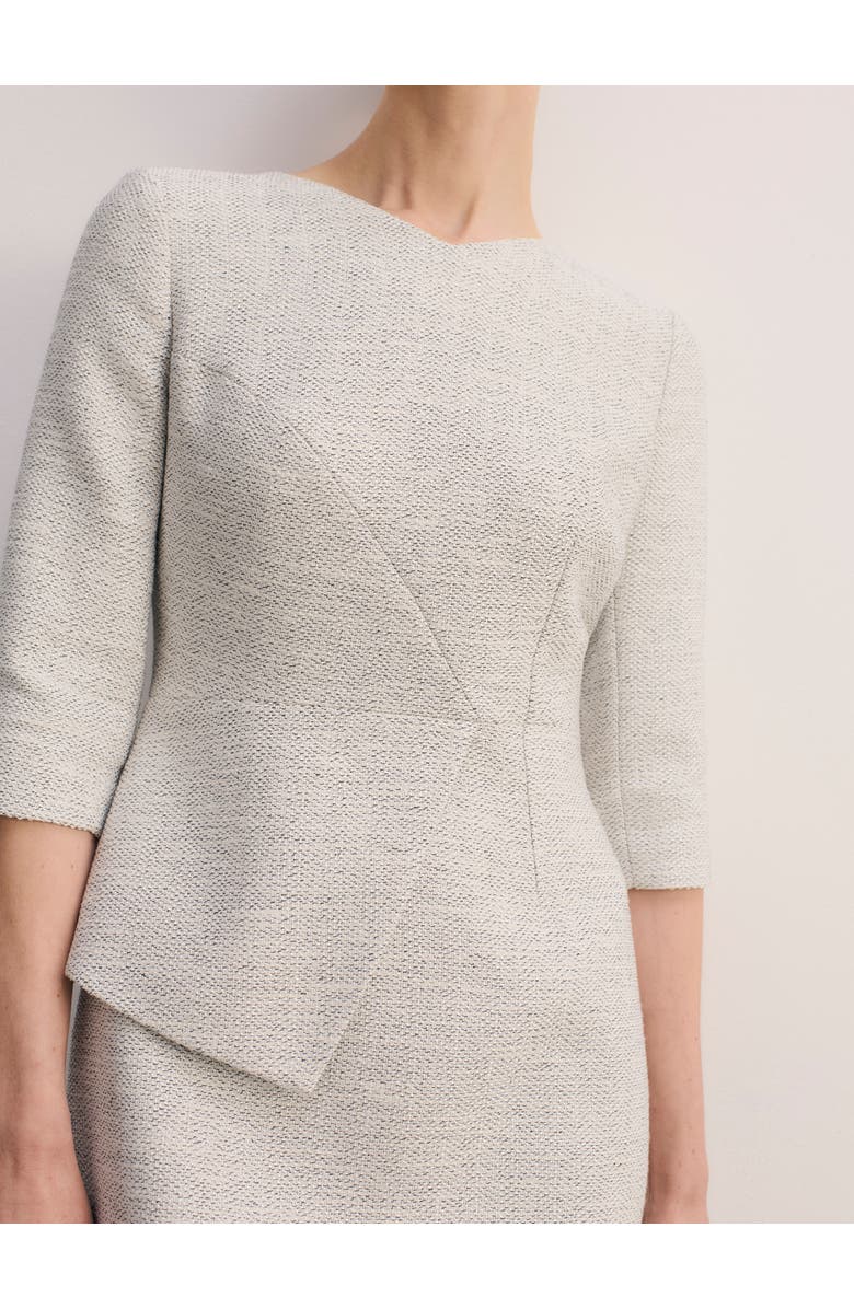 The Fold Eaton Signature Tweed Dress, Alternate, color, Ivory