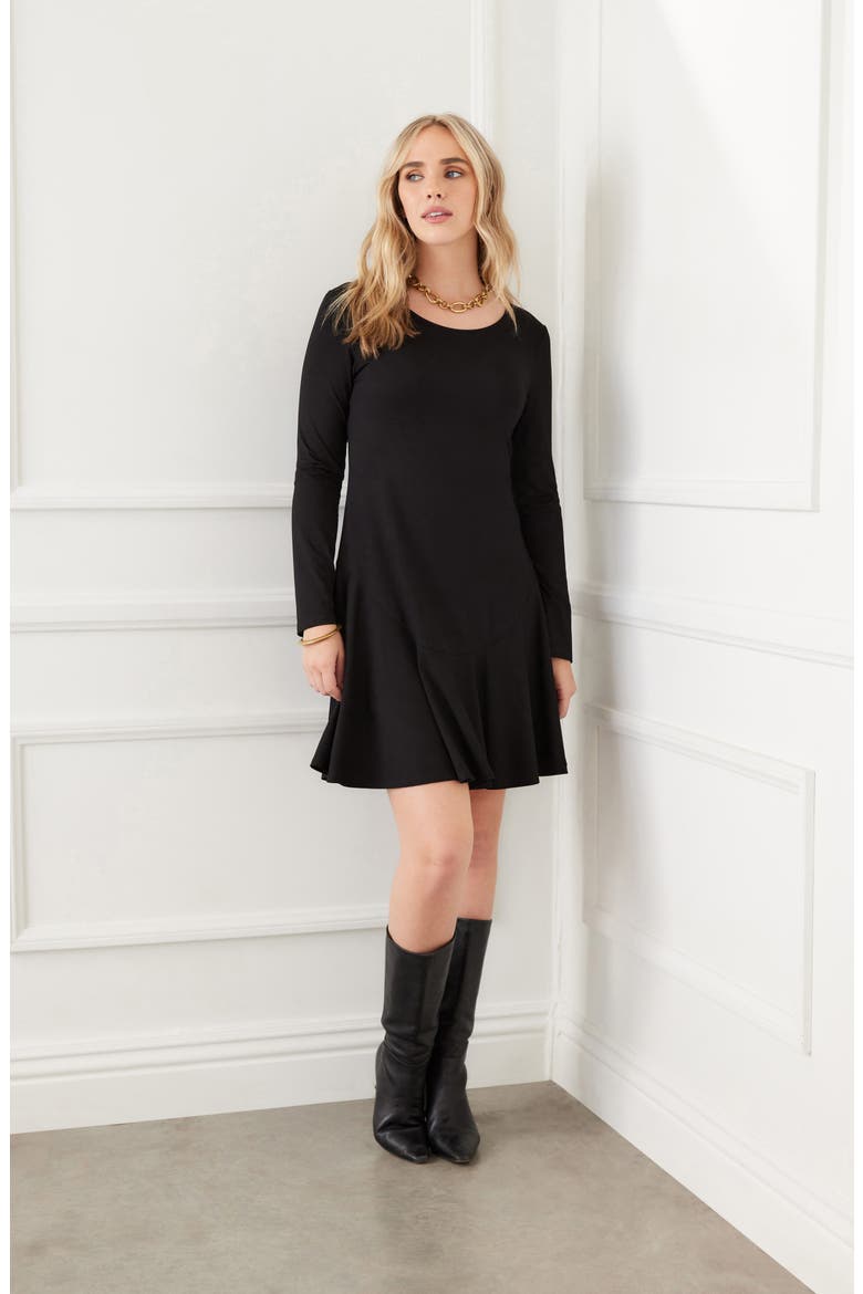 Montana Long Sleeve A-Line Jersey Dress, Alternate, color, BLACK
