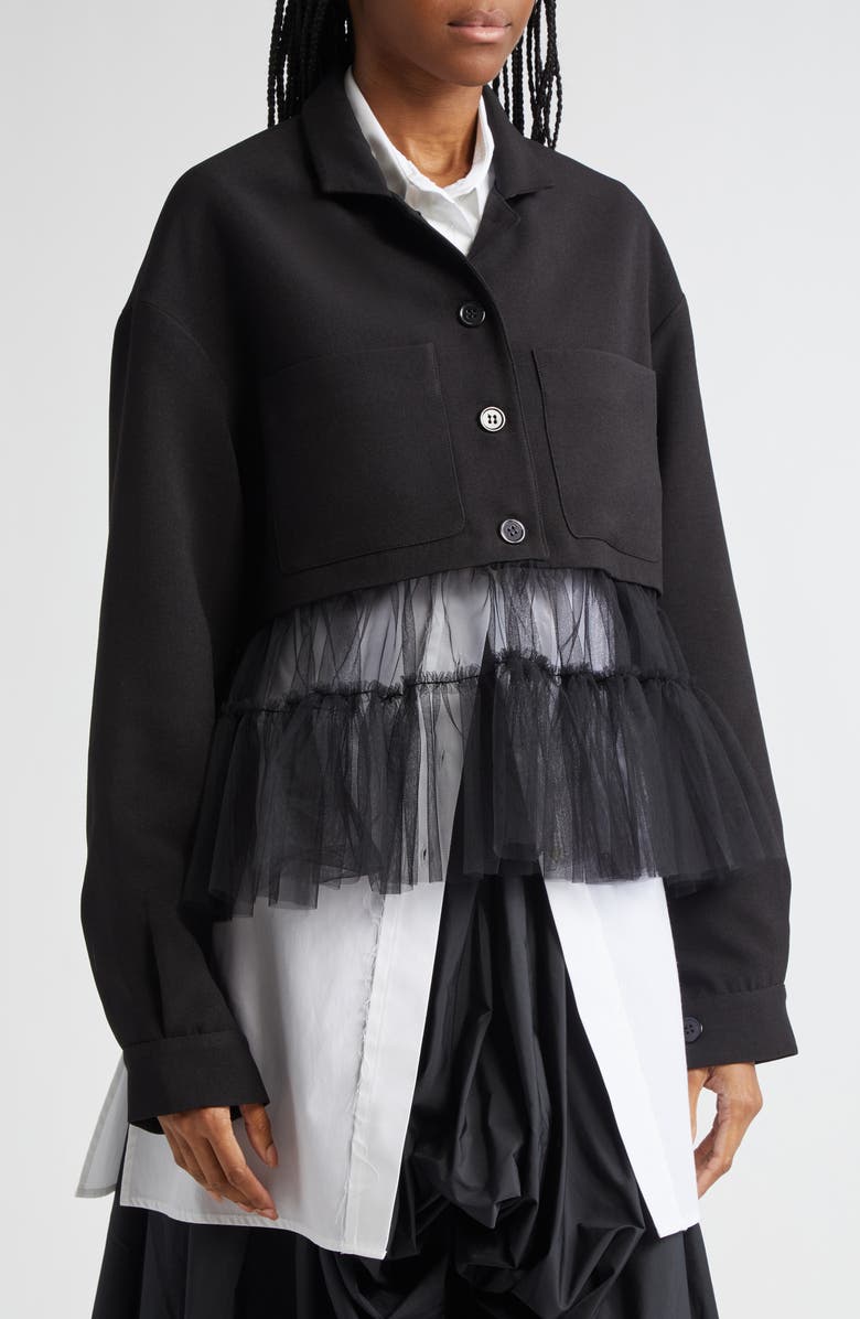 renaissance renaissance Kiri Tulle Hem Trucker Jacket, Alternate, color,