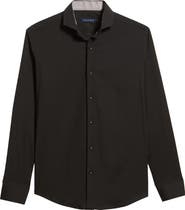 Stone Rose Nova Legacy Solid Black Stretch Cotton Blend Button-Up Shirt