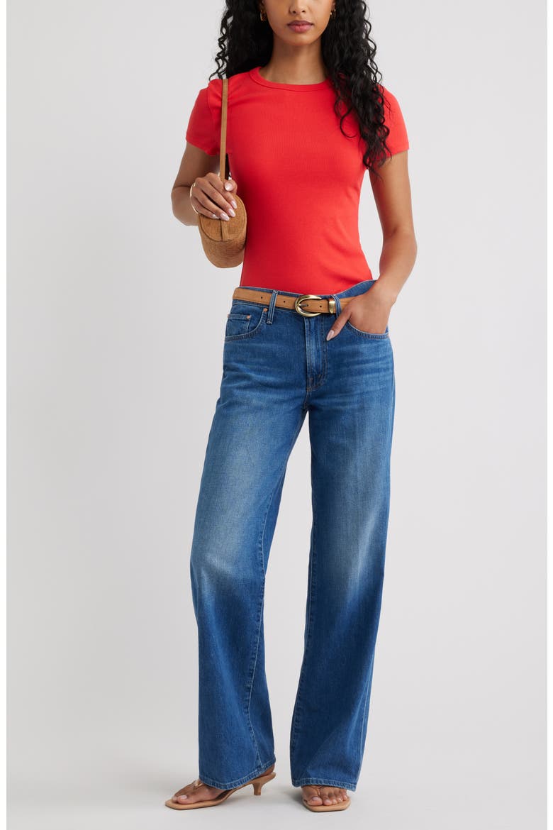 Rib Short Sleeve Shirt, Alternate, color, RED TOMATO