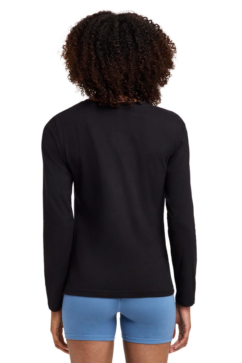Women's Organic Cotton Stretch Long Sleeve Tee, Alternate, color, Black