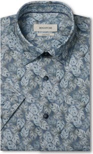 Bugatchi Miles OoohCotton® Print Short Sleeve Button-Up Shirt