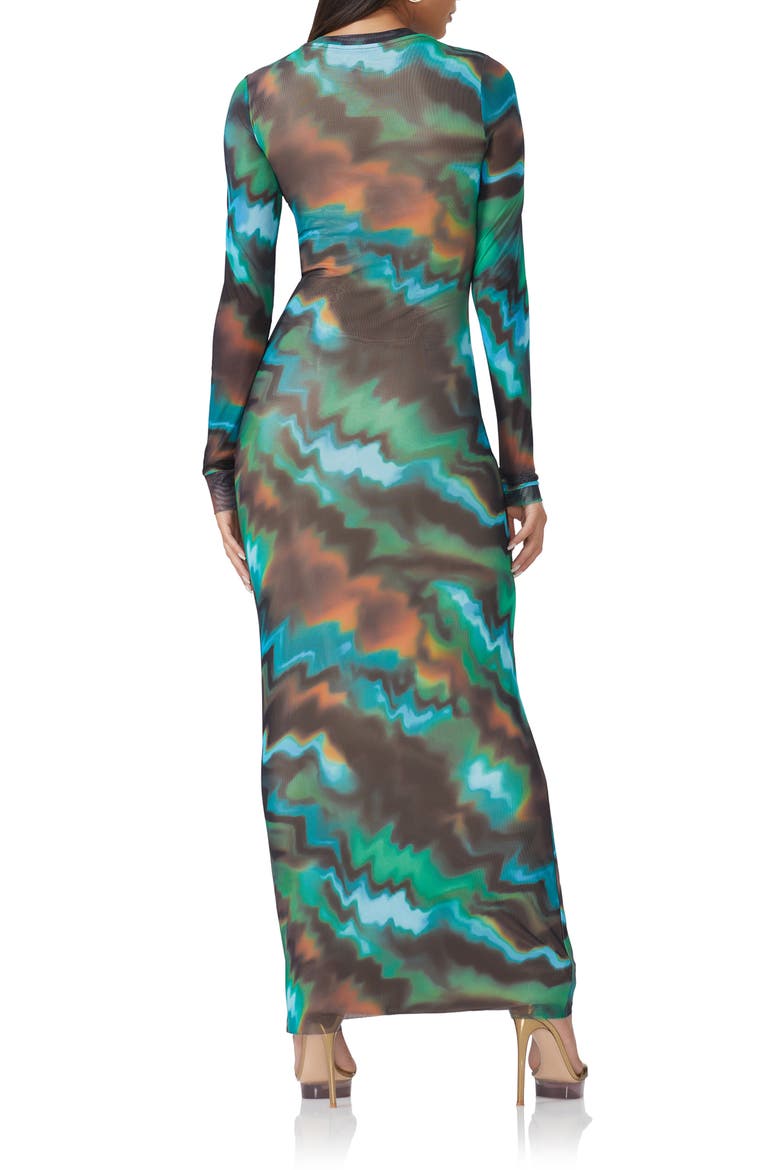 Didi Long Sleeve Mesh Maxi Dress, Alternate, color, WATER WAVE