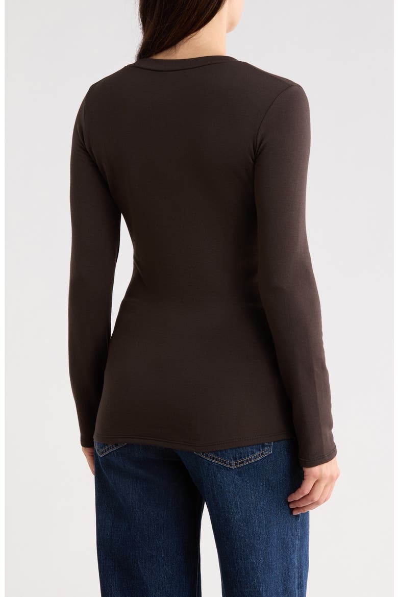 V-Neck Long Sleeve T-Shirt, Alternate, color, RAW UMBER