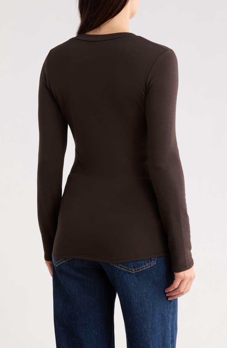 GO COUTURE V-Neck Long Sleeve T-Shirt, Alternate, color, Raw Umber