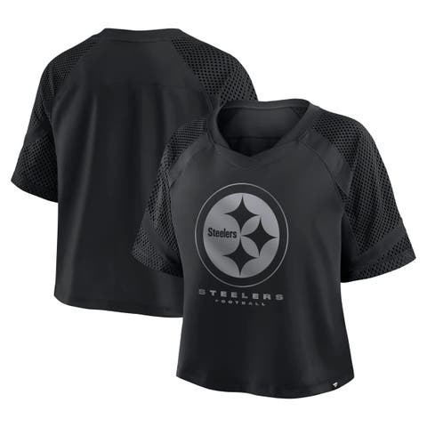 Women's Fanatics Pittsburgh Steelers Oversized Raglan V-Neck Blackout Fashion Jersey
