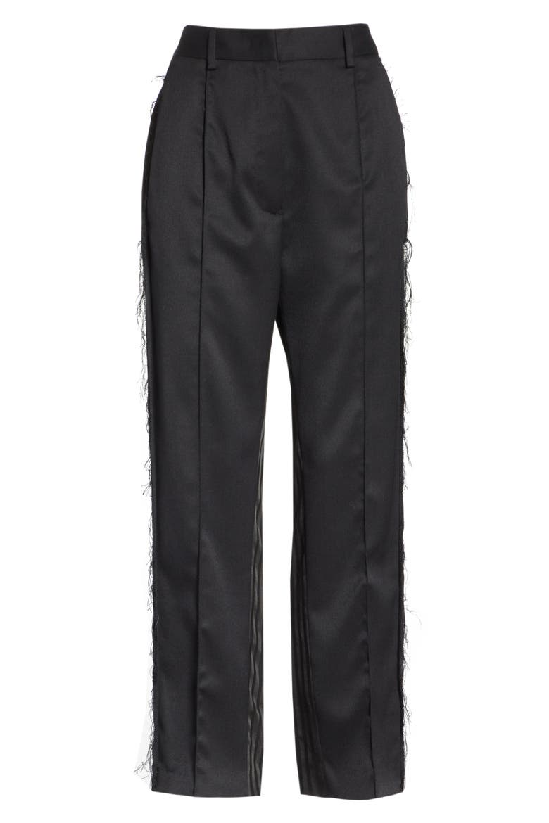 Fray Edge Pieced Pants, Alternate, color, VERY BLACK