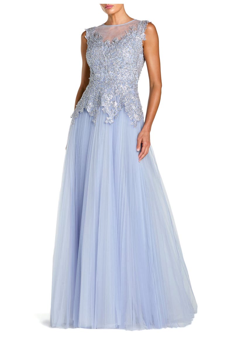 Mac Duggal Sleeveless Embellished Bodice A-Line Gown, Main, color, Periwinkle