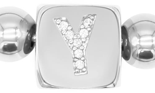 Adornia Crystal Initial Stretch Bracelet In Silver-y