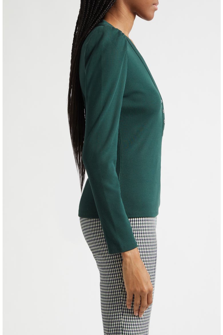 Dekalb Rib Puff Shoulder Henley, Alternate, color, PINE