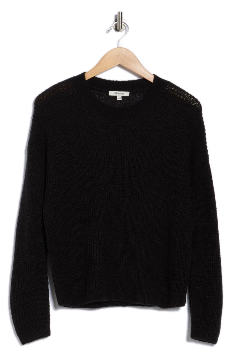 Madewell Ribbed Crewneck Sweater, Alternate, color, True Black