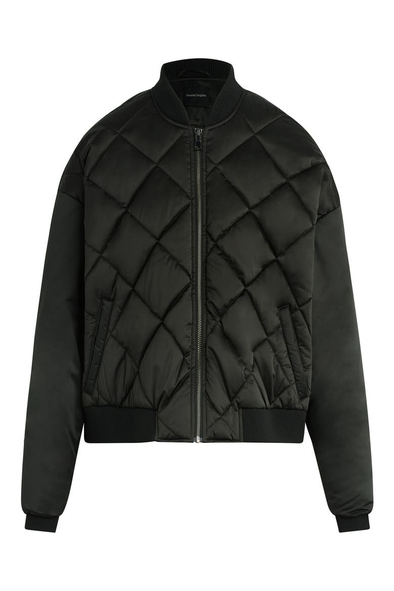 The Favorite Quilted Bomber Jacket, Alternate, color, BLACK/BLACK